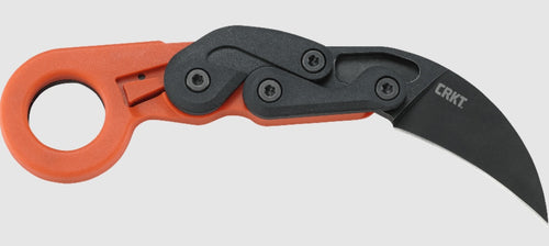 CRKT Kinematic Provoke Folding Kerambit Knife Orange. This knife is based on the Malaysian Kerambit (tiger claw) knife.  A truly futuristic EDC option!  Buy Now at School of Arms Media https://schoolofarmsmedia.com/